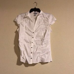 White collared shirt with cap sleeves